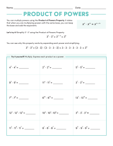 Product of Powers Worksheet: Exponent Practice