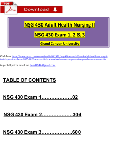 NSG 430 Adult Health Nursing II Exams 1-3 Questions