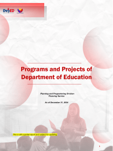 DepEd Programs & Projects: Planning & Programming Division Report