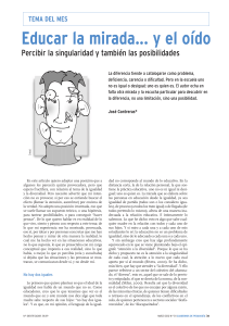 Educar la mirada y el o&iacute;do: diversidad y singularidad en la educaci&oacute;n