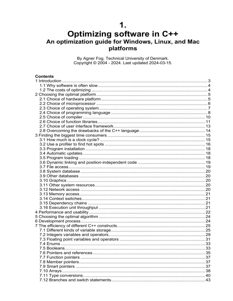 C++ Software Optimization Guide for Windows, Linux, Mac