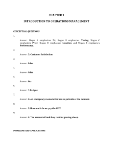 Operations Management: Chapter 1 - Introduction