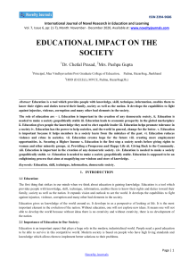 Educational Impact on Society: Knowledge, Skills & Development