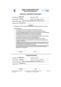 ICT201 Assignment Coversheet - Computer Architecture
