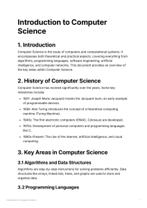 Introduction to Computer Science: Overview & Key Concepts