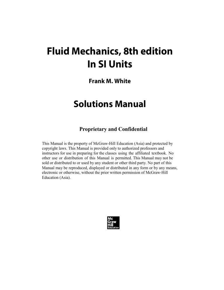 Fluid Mechanics 8th Edition Solutions Manual