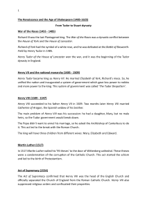 Renaissance & Shakespeare: Tudor to Stuart Dynasty Notes