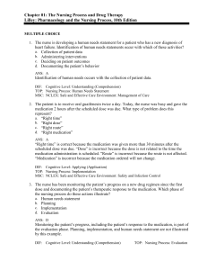 Nursing Process & Drug Therapy Test Questions