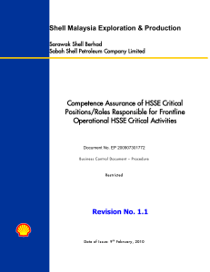 HSSE Competence Assurance Procedure - Shell Malaysia