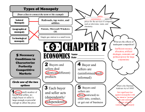 Economics Worksheet: Monopoly & Competition