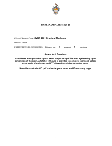 Structural Mechanics Exam Paper - CVNG 2001