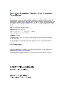 Great Pianists on Piano Playing: Virtuoso Study Talks