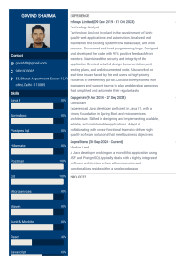 Govind Sharma - Java Developer Resume