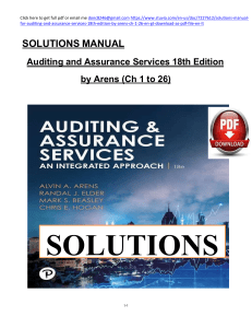 Auditing & Assurance Solutions Manual (Arens, 18th Ed)