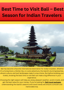 Best Time to Visit Bali: A Guide for Indian Travelers