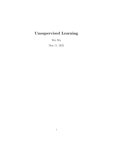 Unsupervised Learning: Algorithms & Applications