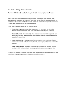 Persuasive Letter: Community Service in Schools