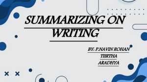 Writing Techniques: Summarizing, Diary, Descriptive, Travel, Punctuation