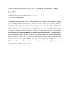 Afrotropical Bird Habitat Specificity & Conservation