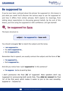 Be Supposed To: English Grammar Lesson