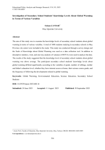 Global Warming Knowledge in Secondary School Students