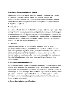 Cultural, Social, & Political Change: Adaptation & Responses