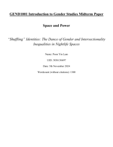 Gender Studies: Space, Power, and Intersectionality in Nightlife