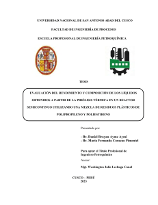 Pirólisis de Residuos Plásticos: PP y PS - Tesis