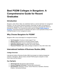 Best PGDM Colleges in Bangalore: A Comprehensive Guide