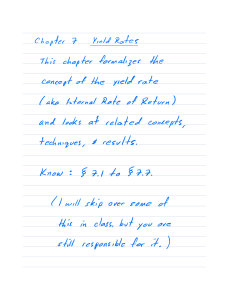 Yield Rates: Internal Rate of Return Lecture Notes