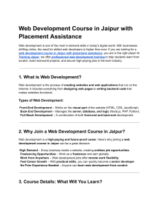 Web Development Course in Jaipur with Placement Assistance