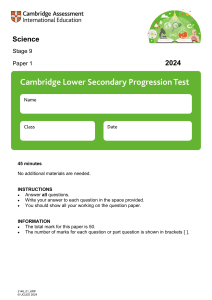 Stage 9 Science Exam Paper 2024