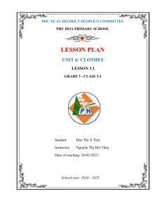 Grade 3 Clothes Lesson Plan: Vocabulary & Questions