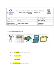 Fiche de révision de français - 6e année - Corrigé