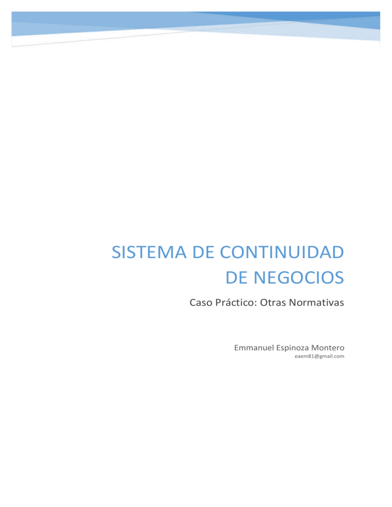 Caso Práctico: Continuidad de Negocio y Cumplimiento Normativo