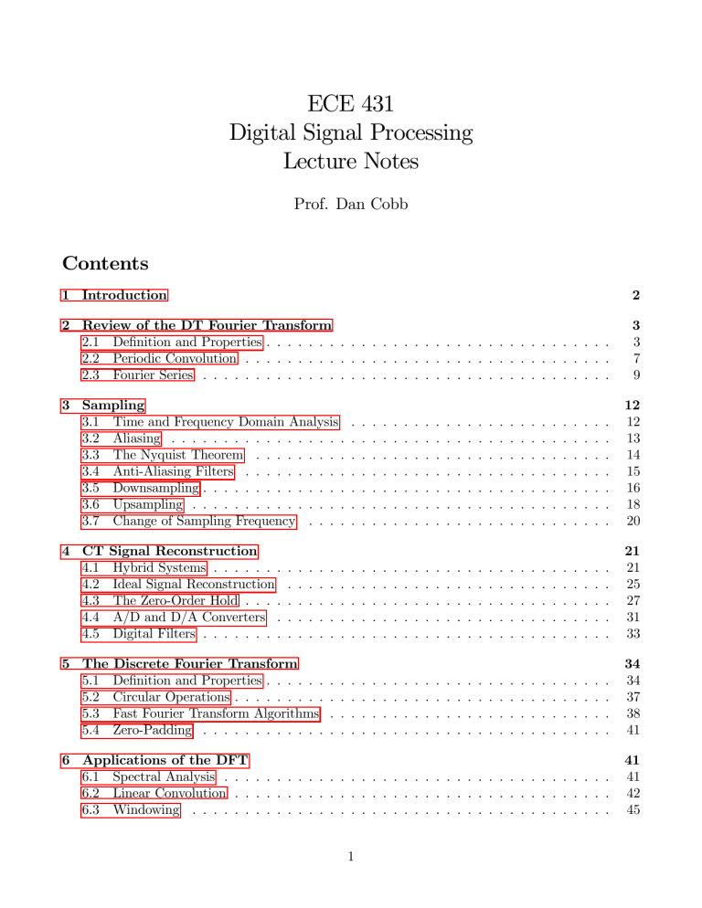 Digital Signal Processing Lecture Notes - ECE 431