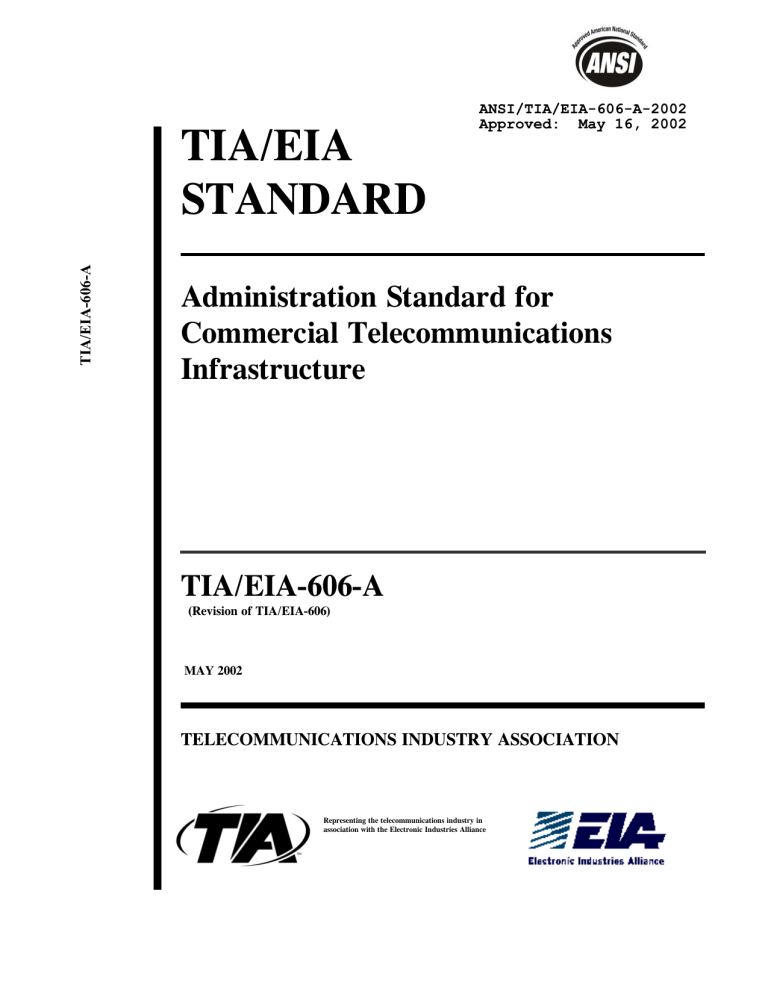 TIA/EIA-606-A: Telecommunications Infrastructure Standard