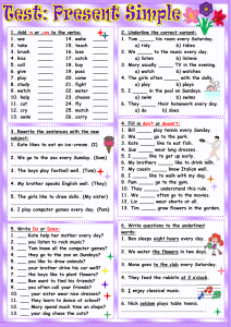 Present Simple Tense Worksheet: Grammar Practice