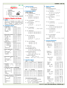 Formulario de &Aacute;lgebra I: &Aacute;lgebra Booleana, Conjuntos, Relaciones, Funciones