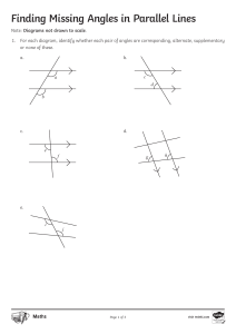 Parallel Lines: Finding Missing Angles Worksheet