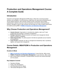 Production & Operations Management Course Guide | MBA/PGDM