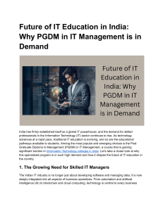 PGDM in IT Management: Future of IT Education in India