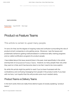 Product vs Feature Teams: Empowered Product Teams