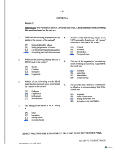 Literary Analysis Exam Paper: Extract Comprehension