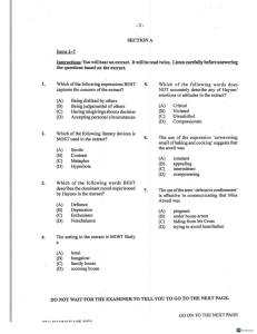 Literary Analysis Exam: Extract Comprehension