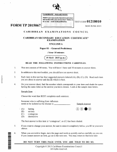 CSEC English A Exam Paper - General Proficiency