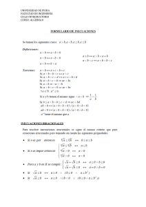 Formulario de Inecuaciones: Ecuaciones Irracionales