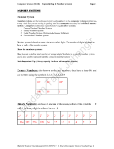 Number Systems Worksheet: Binary, Decimal, Hexadecimal Conversions