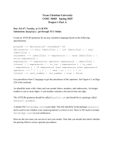 EasyCalc ANTLR4 Grammar Project - TCU COSC 30403