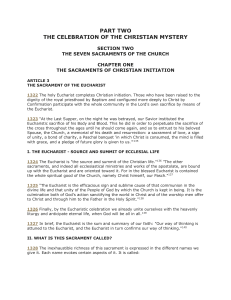 Sacrament of Eucharist: Christian Initiation & Ecclesial Life